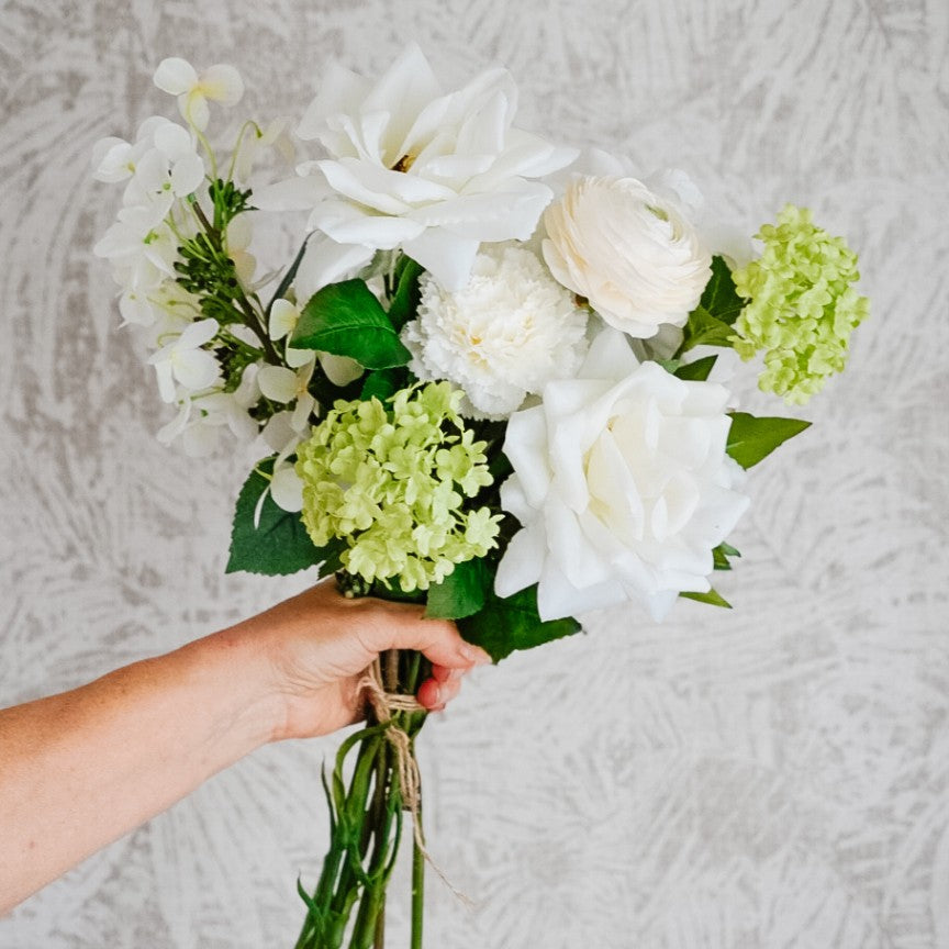 Alba silk flower bouquet in white and cream tones