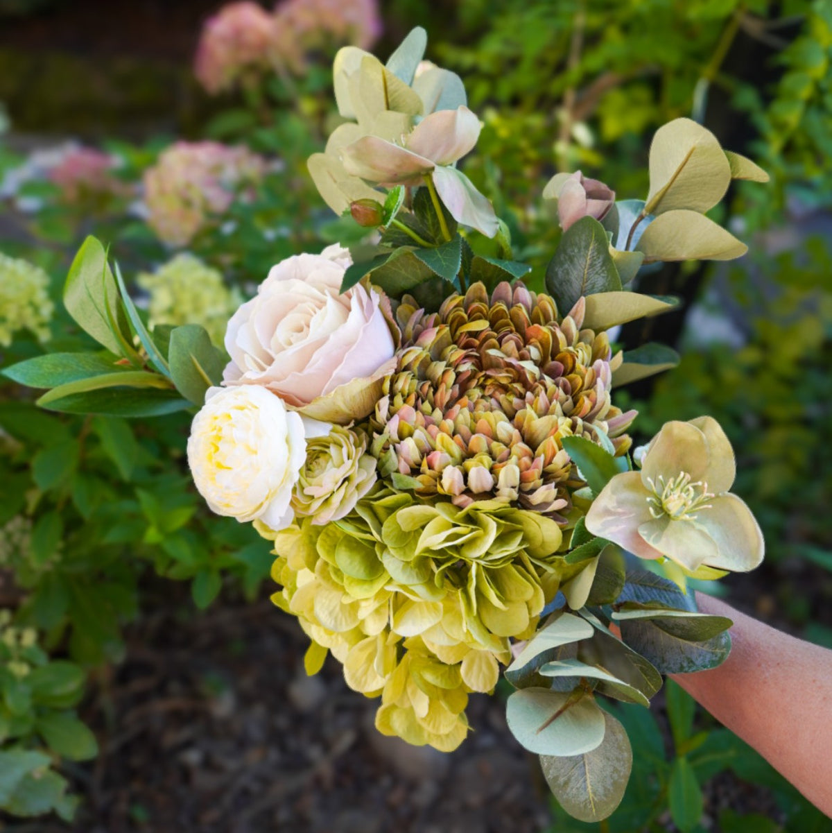 Camille silk flower bouquet in a garden-inspired setting