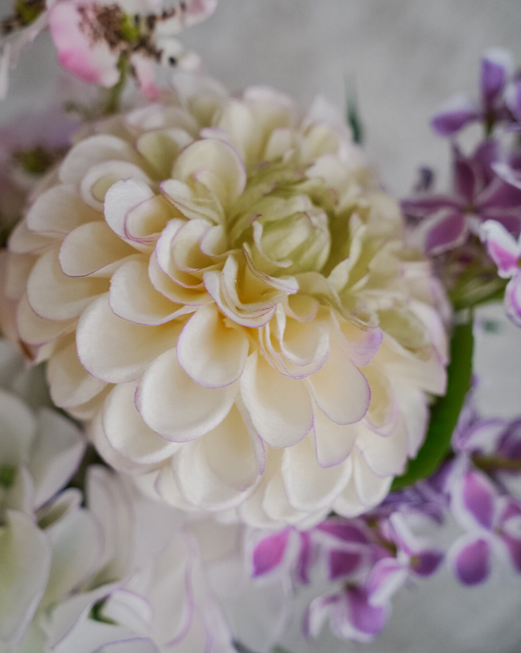 Lilac and pink poppies and orchids in the Lilac bouquet