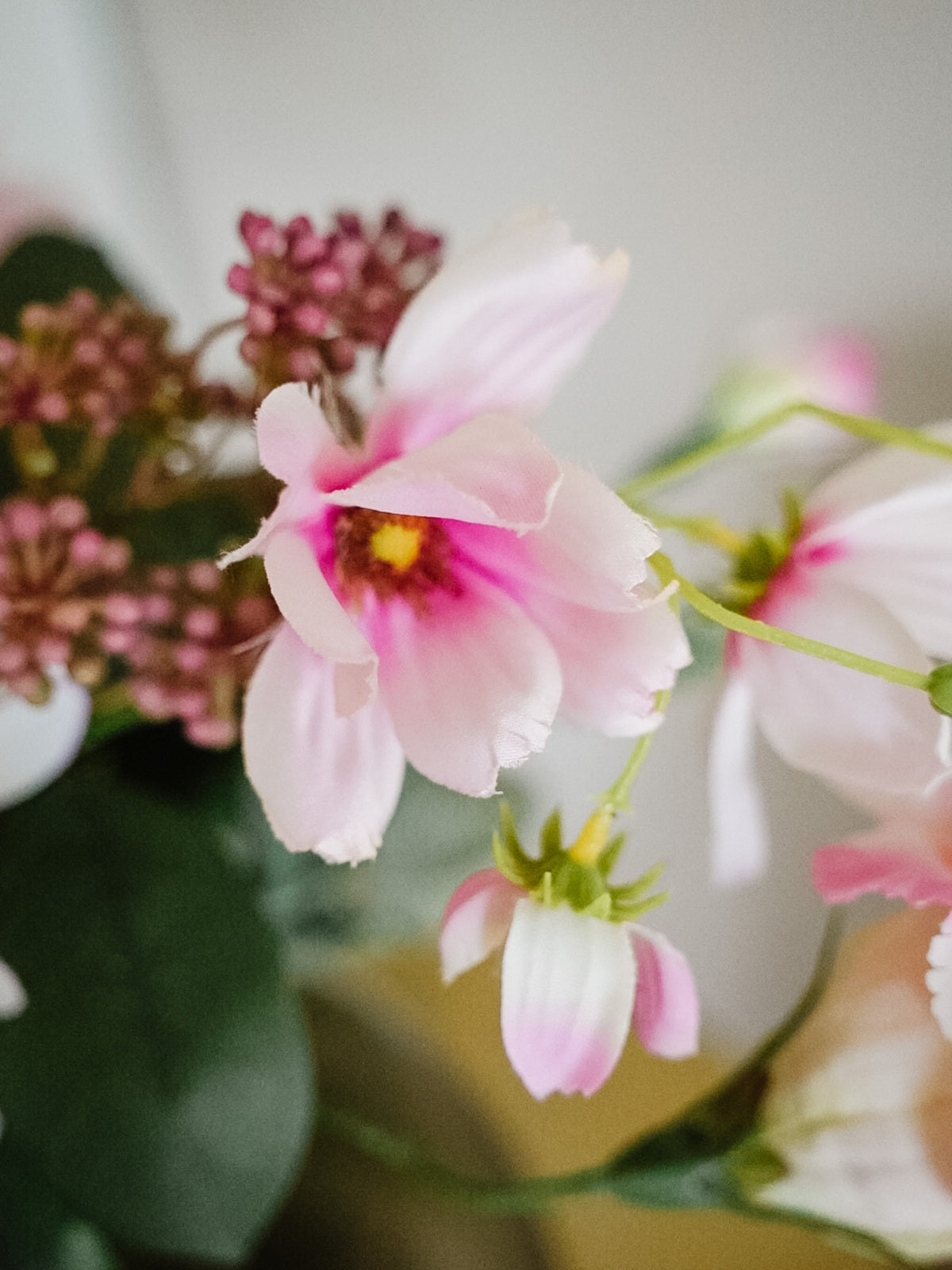 Close-up of pink lisianthus in the Marielle bouquet
