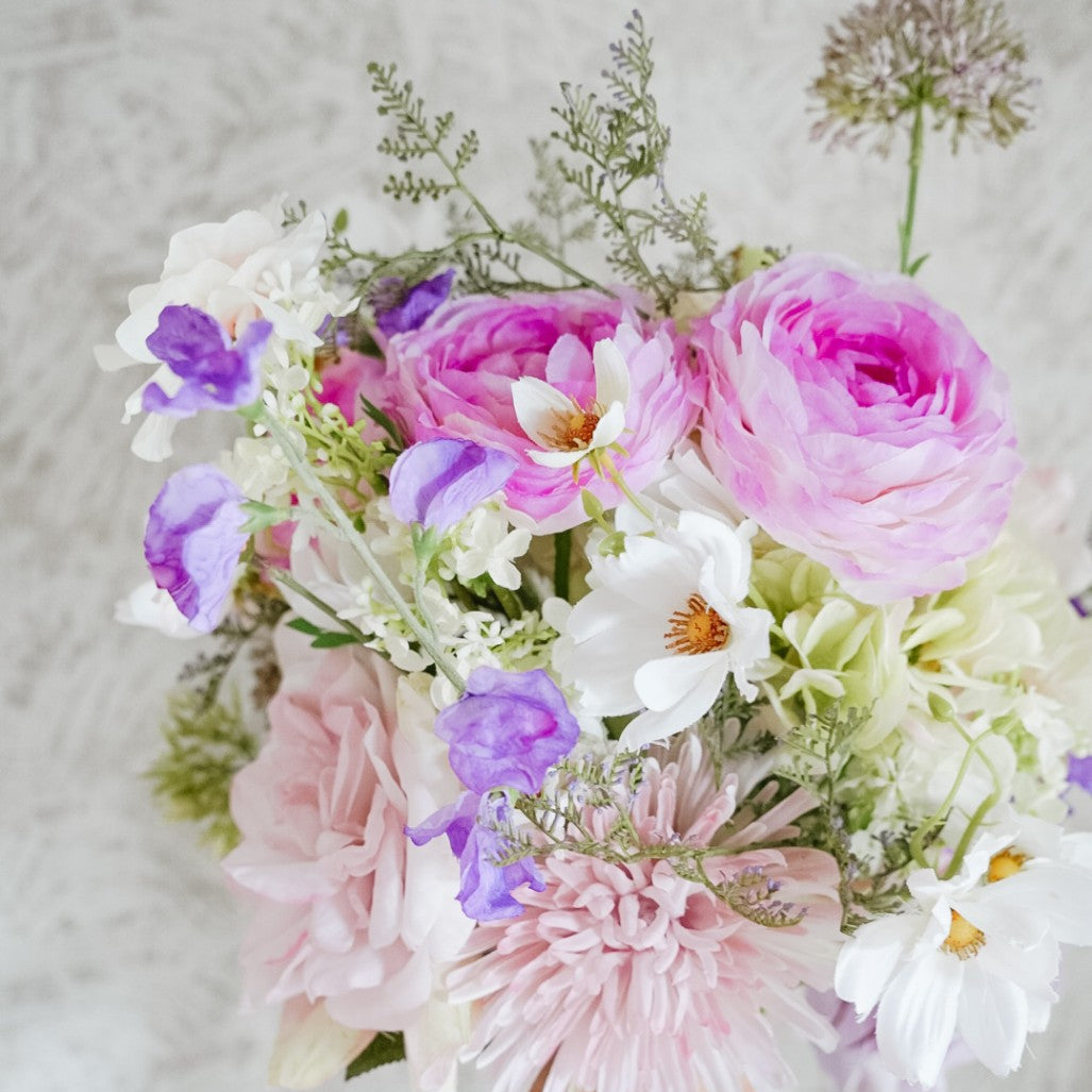 Isla silk flower bouquet in pink, lilac and white tones