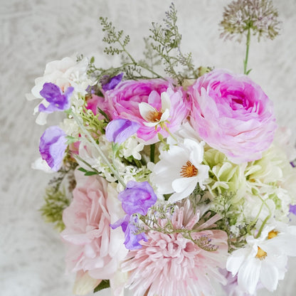 Isla silk flower bouquet in pink, lilac and white tones