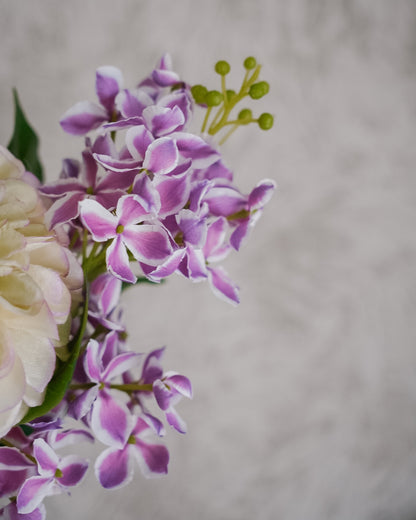 Close-up of lilac, pink and cream blooms in the Lilac bouquet
